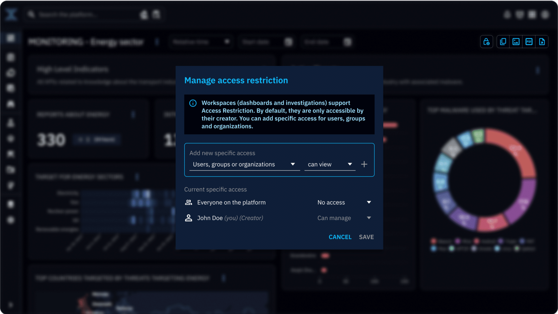 OpenCTI allows users to manage access with maximum flexibility.