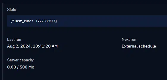 Overview in the User Interface when the Connector is in 'Run & Terminate' Mode