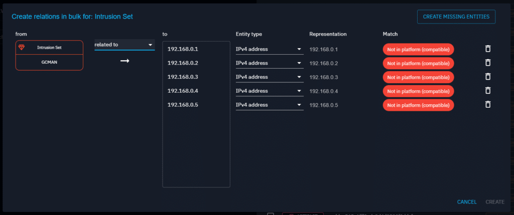 Create Relations in Bulk - Associated Intrusions Set