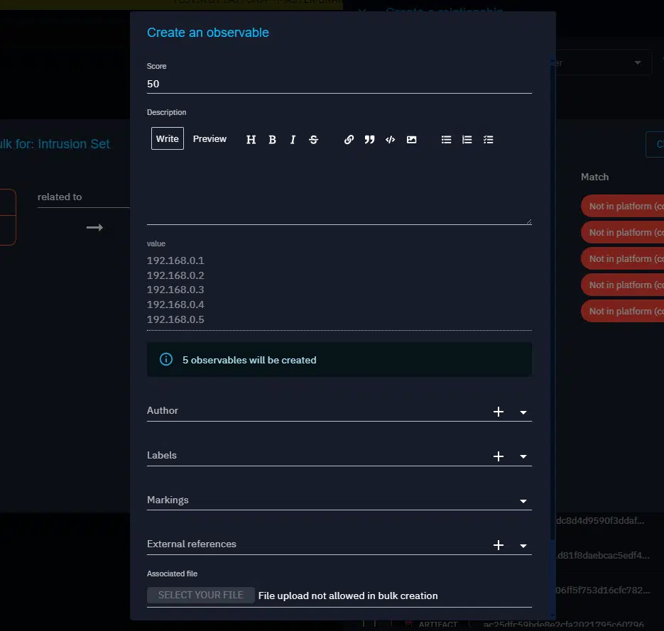 Create an observable