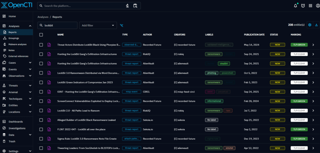 TH Article_Report view in OpenCTI