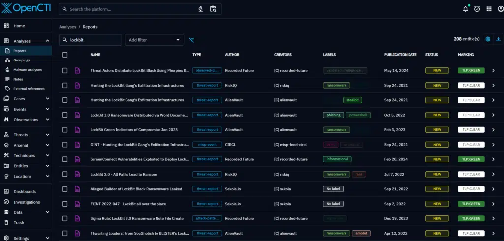 TH Article_Report view in OpenCTI