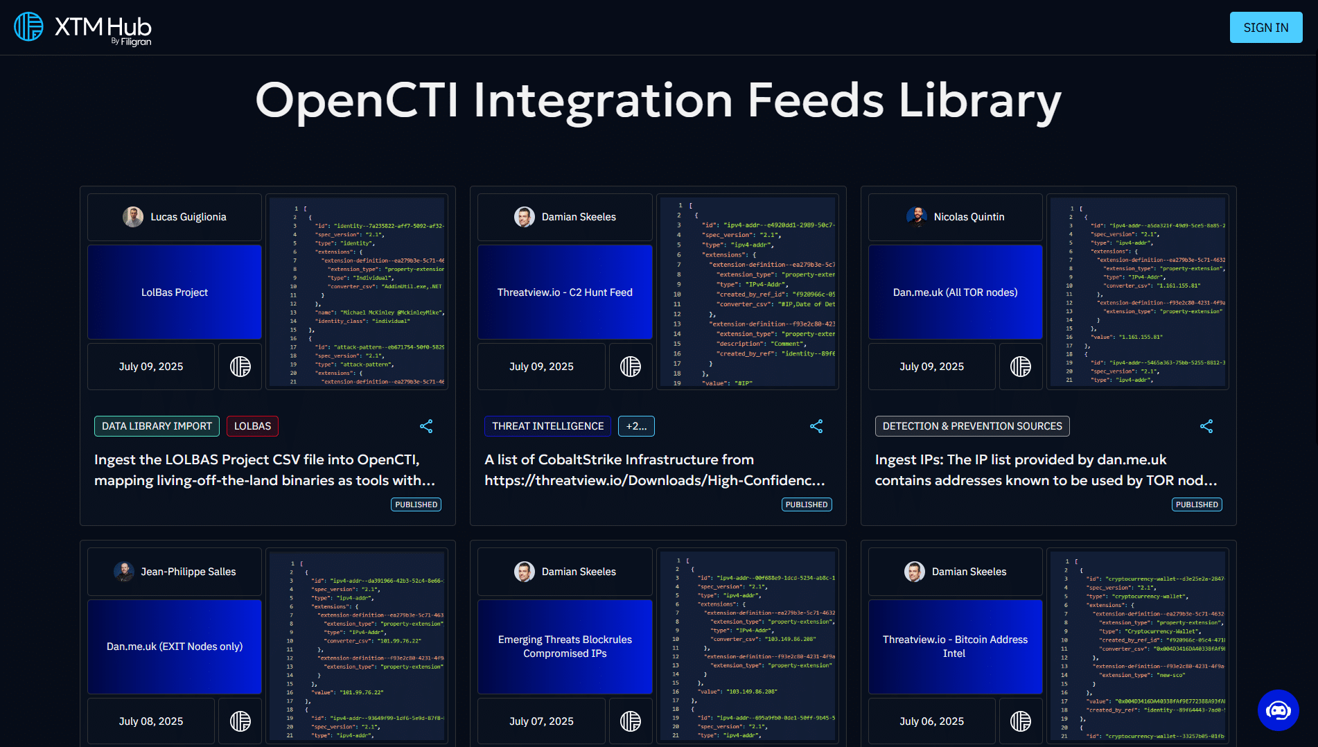 OpenCTI Integrtion Feeds Library