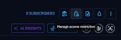 Manage Access restrictions button in containers header